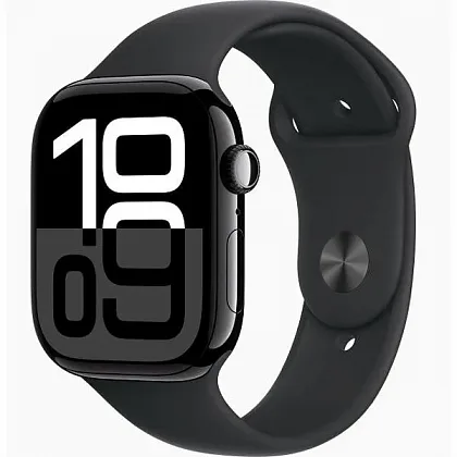 Смарт-часы Apple Watch Series 10 46mm Jet Black Aluminium Case with Black Sport Band, размер Regular