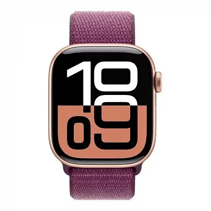 Смарт-часы Apple Watch Series 10 GPS 46mm Rose Gold Aluminium Case with Plum Sport Loop, размер Regular
