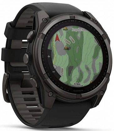 Garmin Fenix 8 Solar Sapphire DLC 51мм Темно-серые с черным ремешком