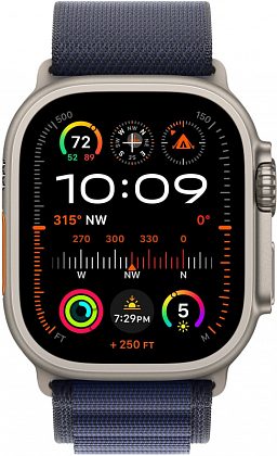 Ремешок Apple 49 мм Alpine Loop, темно-синего цвета, бежевый титан, размер M