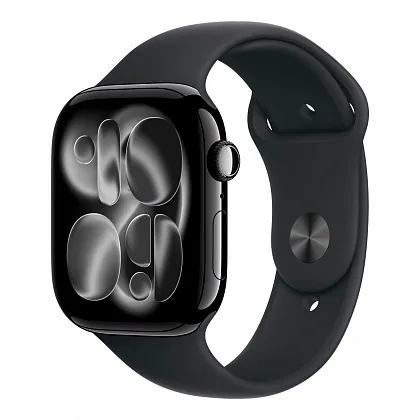 Apple Watch Series 11 46mm GPS Jet Black Aluminum Case Black Sport Band M/L