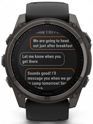Garmin Fenix 8 Solar Sapphire DLC 51мм Темно-серые с черным ремешком