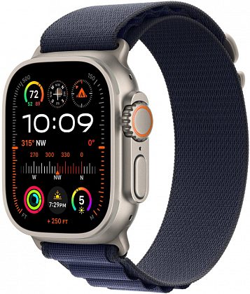 Ремешок Apple 49 мм Alpine Loop, темно-синего цвета, бежевый титан, размер M
